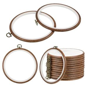 Oqqlin 12 Pcs Round Embroidery Hoops, 6 Inch Durable Imitated Wood Cross Stitch Hoop Ring Circle Rubber Embroidery Hoops Frame for Sewing, DIY, Craft, Hanging Ornaments Decor