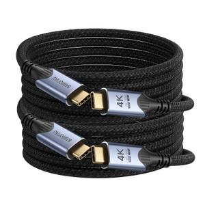 Long USB c Cables 2Pack 20FT,USB Type C 100W Fast Charging,USB c 3.2 Gen 2x2 Compatible with Thunderbolt 4/3,20Gbps high Speed Data Transfer,4K@60Hz Video with Monitor/Display/Dock/SSD/Hub.