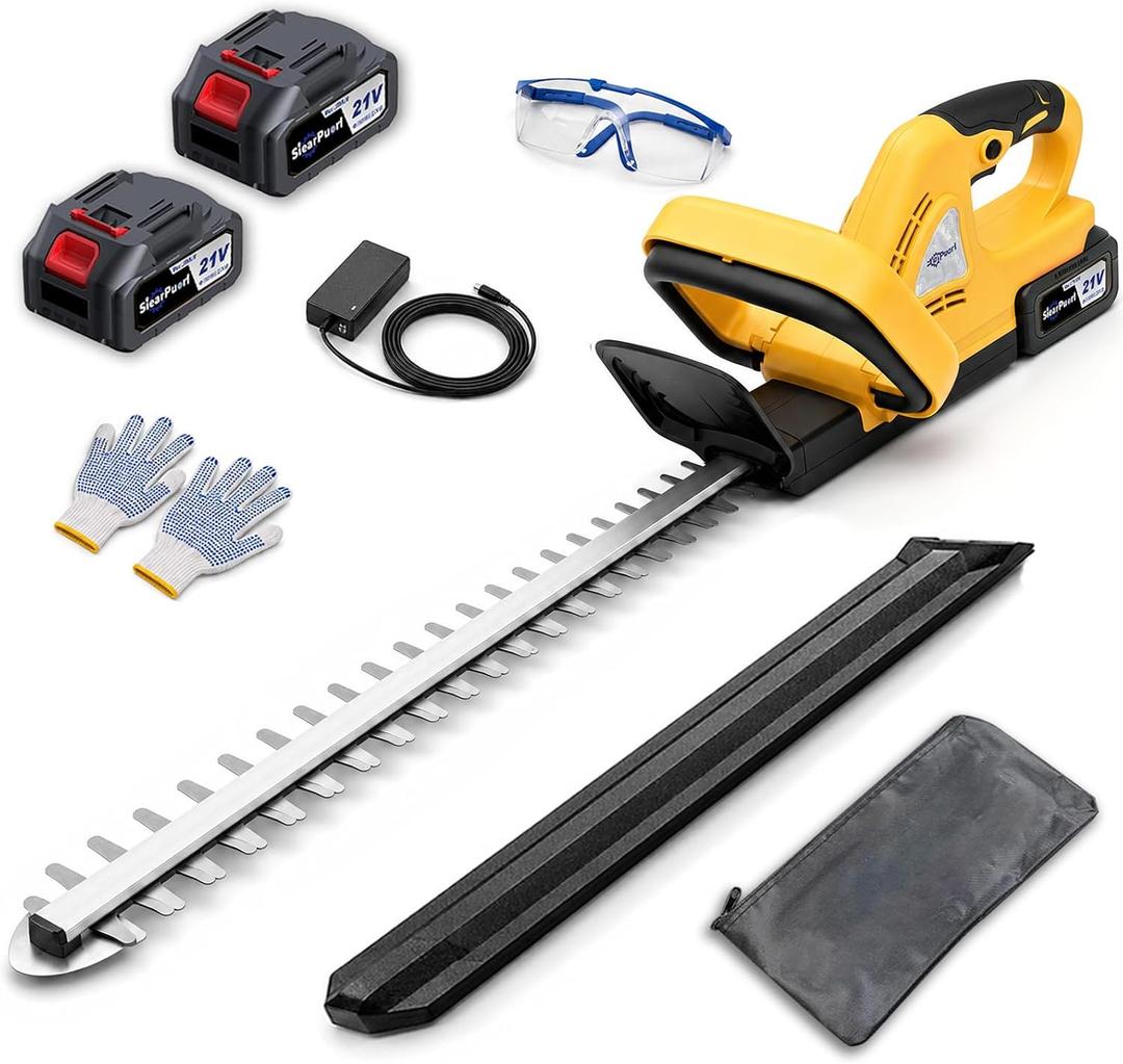21V Cordless Hedge Trimmer 22" | 2 Batteries & Charger, 5/8" Cutting Capacity, 4.4lbs Lightweight, Low Vibration, 180 Rotatable Handle