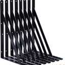 8-Pack 18 Inch Heavy Duty Shelf Brackets, Thicken Wall Bracket for Garage Floating Storage Shelves, 90 Degree Triangle Large L Bracket, Black Powder-Coated Steel