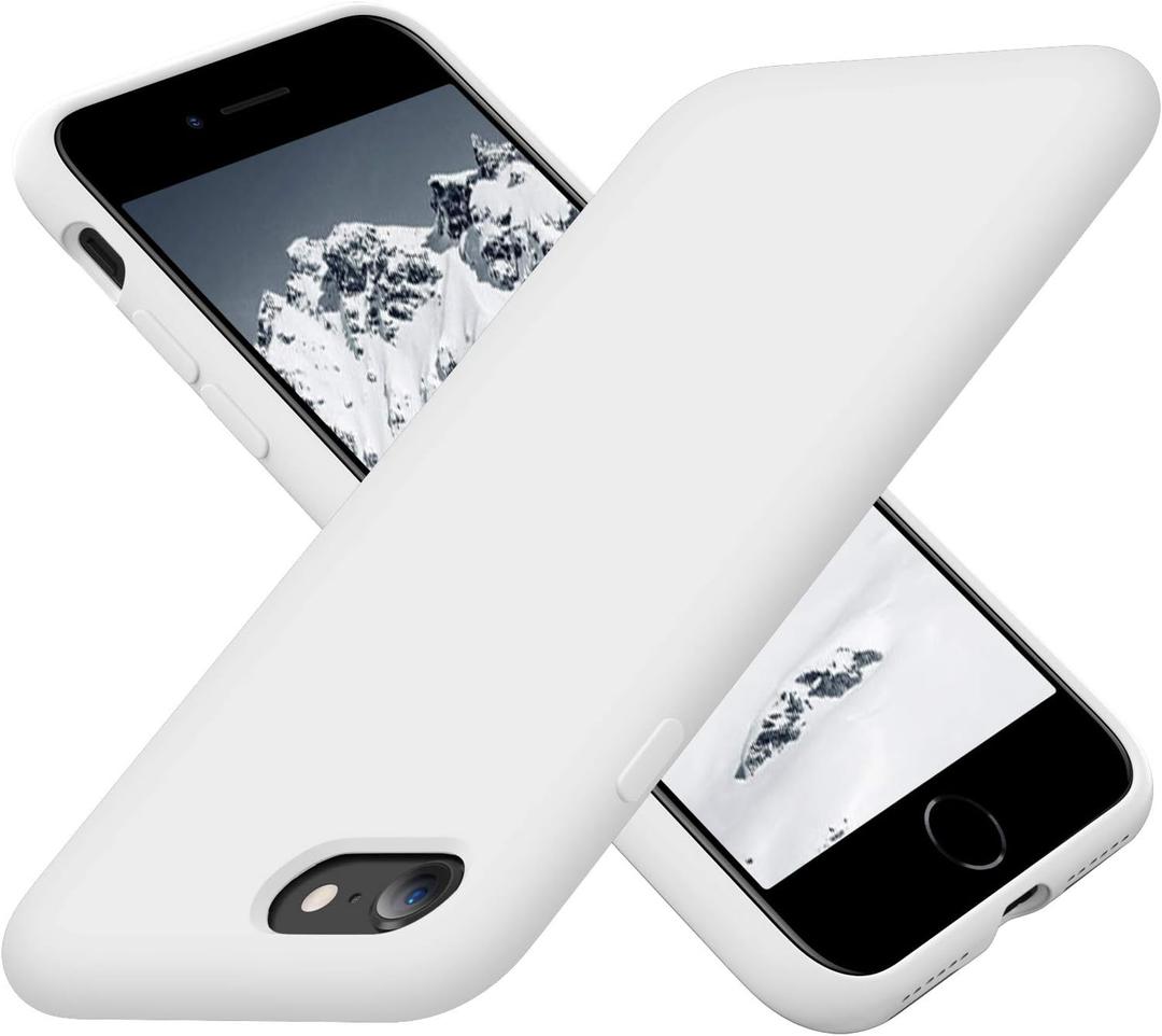 Cordking Designed for iPhone SE Case 2022/2020, Designed for iPhone 7 8 Case, Silicone Slim Shockproof Phone Case with [Soft Microfiber Lining], 4.7 inch, White