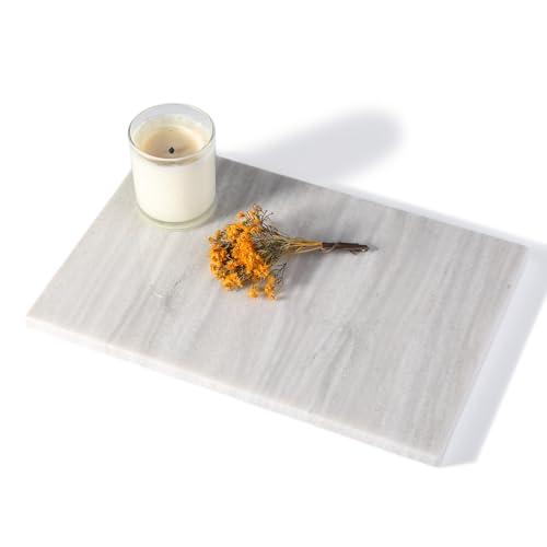 Natural Marble Cutting Boards for Kitchen - 12" x 8" Multi-Purpose Pastry Marble Tray Cheese Board Marble Slab for Counter, Bathroom Perfume Tray Jewelry Candle Plate (Nestos)