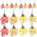 JOINPAYA Thanksgiving Maple Leaf Pendants 24Pcs Hanging Ornaments for Home and Restaurant Decor Autumn Harvest Window Decoration Pack of 2