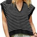 Yousify Summer Sweaters for Women 2025 V Neck Cap Sleeve Tops Sleeveless Spring Clothes Sweater Vest S-2XL