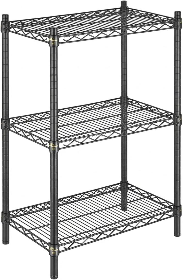 APLSS 24" D x 24" W x 34" H Black Heavy Duty Wire Shelving with 3 Tier Shelves, NSF Certified, Height Adjustable, Wet&Dry Environments, for Kitchen Garage Walk-in Cooler&Freezer, 800lbs Capacity