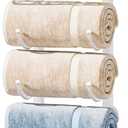 HapiRm Towel Racks for Bathroom Storage - 6 Tier Over The Door & Wall Mount Rolled Towel Storage Organizer Holder with Metal Shelf Basket for Small Bathroom, Camper, Rv - White, Patented