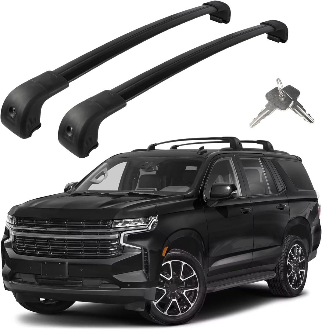 Roof Rack Cross Bars Compatible with Chevrolet Chevy Tahoe 2021-2026, GMC Yukon&Yukon XL, Chevrolet Suburban, Cadillac Escalade ESV, Aluminum 300 LBS Anti-Theft Lock Crossbar for Bike, Snowboard