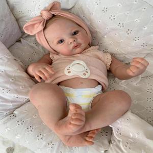 RXDOLL 18 Inch Lifelike Reborn Baby Dolls Silicone Full Body Girl Realistic Newborn Baby Dolls That Look Real Anatomically Correct Washable Toy Xmas Gifts (Pink-meadow Girl)
