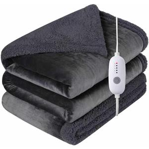 Electric Heated Blanket Full Size 72" x 84" - 5 Heat Settings & 10H Auto-Off, Microplush Flannel & Sherpa Lining, Machine Washable, Overheat Protection, Ideal Gifts for Home/Bedroom/Sofa, Dark Gray (01-dark Grey)