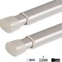 2 Pack Tension Rod Oval Spring Tension Curtain Rod Adjustable 22 to 36 Inches Small Short Nickel Tension Rods No Drilling Spring Loaded Curtain Rods For Doors and Windows, 22-36 Inch, Brushed Nickel