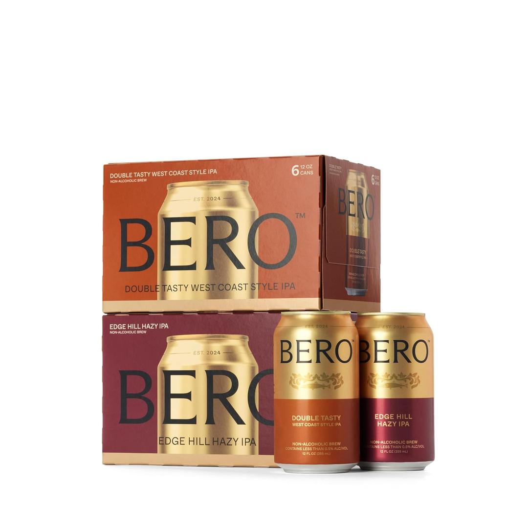 BERO Non Alcoholic Beer West Coast Style IPA Variety, 12 Pack x 12 Oz Cans BBD:12/01/25