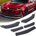 5-Section Universal Front Bumper Lip Spoiler, Gloss Black ABS Splitter for Sedan Coupe Hatchback, 56-72 Inch Adjustable Body Kit