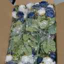 Zeyune 16 Bunches 12 Inch Artificial Mini Rose Bouquet 160 Heads Bridal Flower Bouquets Fake Silk Rose Bulk for Valentine's Day Wedding Bridal Shower Home Office Garden(Dark Blue and White)