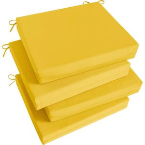 Basic Beyond Outdoor Chair Cushions Set of 4, Square Corner Outdoor Cushions for Patio Furniture, Water Resistant Patio Chair Cushions with 2 Ties, 18.5x16x3, Yellow