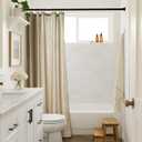 MIULEE Extra Long Linen Shower Curtain 84 Inches with 12 Metal Hooks Boho Farmhouse Heavy Buttonhole Fabric Shower Curtain Set Waterproof Thick Cloth Neutral Curtains for Bathroom W72*L84, Khaki