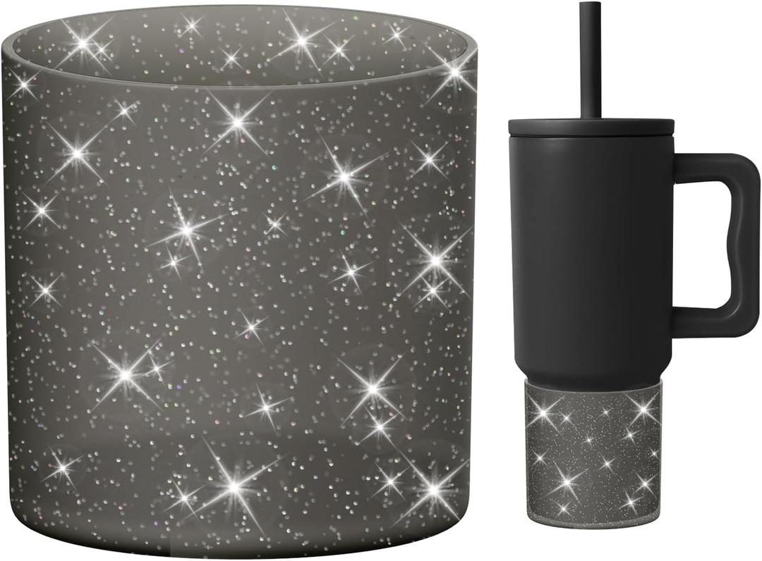 Silicone Boot Compatible with Sinple Midern 24/30/40 oz Tumbler with Handle/Trek Pivot, Protective Anti-Scratch Bottle Bottom Sleeve Cover Compatible with Sinple Midern Tumbler (Bling Black)