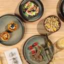 TheTerra Ceramic Dinnerware Sets for 8, 24 Pieces Porcelain Lightweight Speckled Plates and Bowls Sets, Scratch Resistant Dish Set, Oven & Microwave & Dishwasher Safe, Coca Mocha