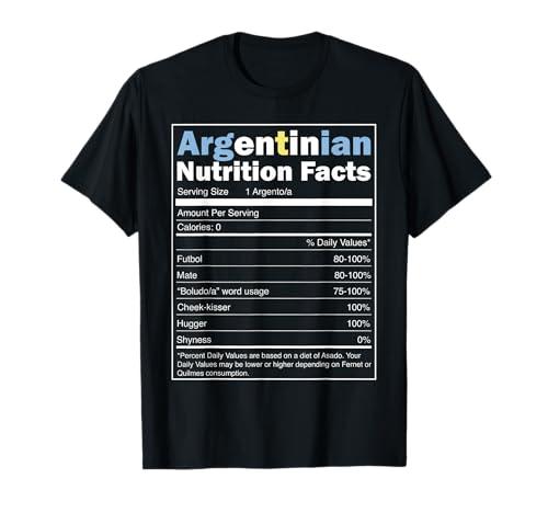 Argentina Flag Design - Funny Argentinian Nutrition Facts T-Shirt M