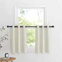 NICETOWN 36 inches Long Curtains for Short Window, Farmhouse Faux Linen Kitchen Valances for Cabinet, Small Tiers for Bathroom Window Covering, 2 Panels, 34" W x 36" L, Natural