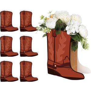 8 Set Western Cowboy Boots Flower Boxes Centerpiece Boot Shape Boxes Decorations Western Theme Party Cowgirl Favors for Cowboy Cowgirl Birthday Party Baby Shower Wedding Supplies(Brown)
