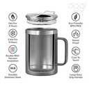 Oggi ThermoMug Stainless Steel Insulated Mug- Double Wall Vacuum Insulated w/Handle & Lid, Coffee Cup, Camping Mug, Travel Thermos, 14oz(420ml), Tropical