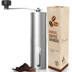 Manual Coffee Grinder by iTrends – Stainless Steel Manual Coffee Bean Grinder, Manual Burr Hand Crank Coffee Grinder with Adjustable Settings for Espresso to Coarse Coffee. Perfect Coffee Lovers Gift.