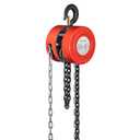SPECSTAR Hand Chain Hoist 1 Ton 2200 Lbs Capacity 10 Feet with 2 Heavy Duty Hooks, Manual Chain Fall for Warehouse Building Automotive Machinery Red