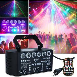 Wuzstar 27-Eye Party DJ Light with Remote, LED Strobe Effects, DMX Control & Sound Activity - Disco Stage Lighting for Clubs, Weddings, DJ Shows, Xmas, Halloween
