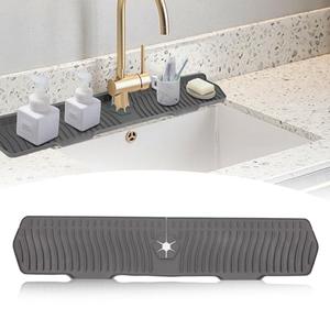 XAUXAGL 30 Inch Sink Splash Guard,Longer Silicone Sink Mat for Kitchen Bathroom,Kitchen Faucet,Silicone Sink Faucet Mat Splash Guard, Drip Protector Splash Countertop (Grey)