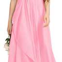 Imily Bela Girls A-Line Halter Dress Junior Bridesmaid Flower Girl Flowy Chiffon Maxi Dresses Wedding Party Pageant Gown (13-14 Years, Pink)