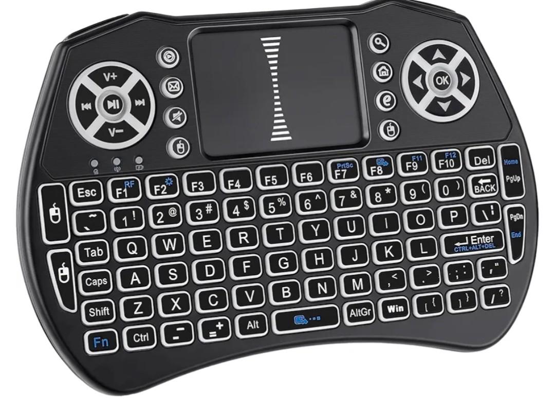 Miritz Mini Bluetooth Keyboard with Touchpad, 2.4G Handheld Portable Wireless Mini Keyboard, Seven Colors Backlight, Rechargeable Battery, for Android TV Box/Mac/PC/Nvidia Shield/Superbox