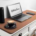 OfficeOzone Desk Mat with All-New Edge Stitch, Double-Sided, Black and Brown, 35.4" x 15.7"