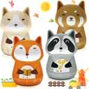 Amylove 4 Pieces Cute Kitchen Timer Animal Mechanical Manual Fox Raccoon Bear Wolf 60 Minutes Loud Alarm Egg Windup Timer for Adults Christmas Home Cooking Baking Fitness Beauty