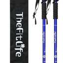 TheFitLife Nordic Walking Trekking Poles - 2 Sticks with Anti-Shock and Quick Lock System, Telescopic, Collapsible, Ultralight for Hiking, Camping, Mountaineering, Backpacking, Walking, Trekking (Blue)