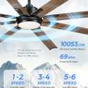 96 Inch Industrial Ceiling Fan with Light and Remote, Extra Large Design with 8 Aluminum Blades, Smart Control Compatible with Voice Assistants, Model ZCCF04WD-96