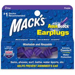 Macks Earplugs Aquablock Soft Silicone 2 pairs