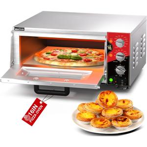 WantJoin 16 Inch Indoor Pizza Oven Countertop - ETL Listed, Electric Pizza Ovens with Pizza Stone, 60-Min Ring Timer, for Home and Restaurant, 1600W