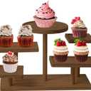 5 Tier Wooden Cupcake Stand, Farmhouse Dessert Display Stands, Rustic Tiered Tray Cupcake Tower Table Display Rack for Wedding, Birthday, Graduation, Tea Party and Coffee Break (Walnut)