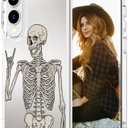 Hungo Compatible for Samsung Galaxy S25 Edge Case for Women Girls Clear Design Cute, Girly for Women Girls Floral Transparent Skin Skull Skeleton