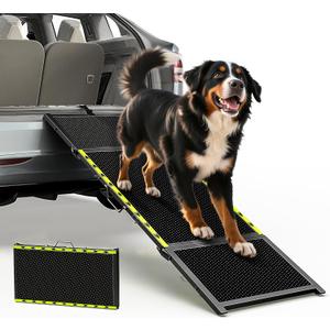 67''L & 20''W Dog Ramp for Car - Portable Extra Wide Pet Ramp for Medium & Large Dogs with Non-Slip Rug Surface, Dog Steps Stair for Car SUV/Truck/RV/High Bed, Up to 200LBS, Black