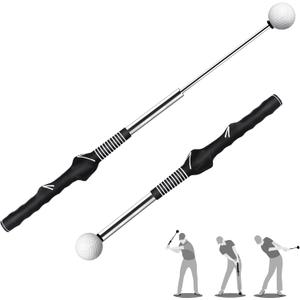 Retractable Golf Swing Training Aid,Rhythm Click Sound Warm Up Golf Swing Trainer,Golf Grip Trainer Attachment -Strength & Tempo Training for Chipping Hitting,Golf Accessories for Men