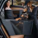Dog Car Seat for Large Dogs, Waterproof Faux Leather Pet Carrier for Active Pets at Back Seat Half Hammock with 4 Hard Sides & Bottom Extender for Cars SUV Trucks(Black)
