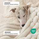 Bedsure ComfyFleece Waterproof Blanket for Bed - Soft Plush Dog Blankets for Large Dogs Corduroy Fleece Washable, Cozy Calming Reversible Furniture Protection for Pet Cat,86"x90", Queen,Cream