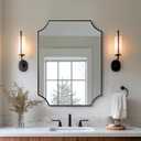 ANDY STAR Matte Black Bathroom Mirror, 22x30'' Scalloped Mirror for Bathroom, Unique Rectangle Bathroom Mirror in Premium Stainless Steel Frame, Deep 1", Ideal for Limited Space