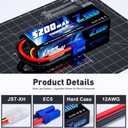 Zeee 2S Lipo Battery 7.4V 5200mAh 80C Hard Case Battery with EC5 Plug Compatible with 1/8 1/10 RC Vehicles Car Slash RC Buggy Truggy Airplane Drone(2 Pack)