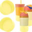 2Pcs Protective Silicone Boot Compatible with Owala Kids 16oz/14oz Water Bottle & 12oz Tumbler, Kids-Friendly Anti Slip & Anti Scratches Bottom Sleeve Bumper Cover Protector (Yellow)