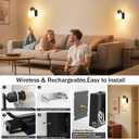 iThird Wall Sconce Battery Operated, 6000mAh Rechargeable Wall Lights with Touch Control and Remote Control, Wireless Wall Lamps for Bedroom, Black Sconces Wall Decor for Living Room Hallway