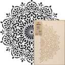NAKLEO Mandala Painting Large Stencil Diameter 35, Oriental Circle Mandala Geometric Ornament, Reusable Plastic Template DIY Art and Craft, Wall Floor Wood Fabric Furniture