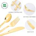 N9R 60PCS Gold Plastic Silverware - Gold Plastic Cutlery Set Disposable Flatware Dinnerware -30 Forks, 15 Spoons, 15 Knives for Party, Thanksgiving, Christmas