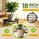 18" Round Metal Plant Caddy with Wheels Heavy Rolling Plant Stand (2 Pack)